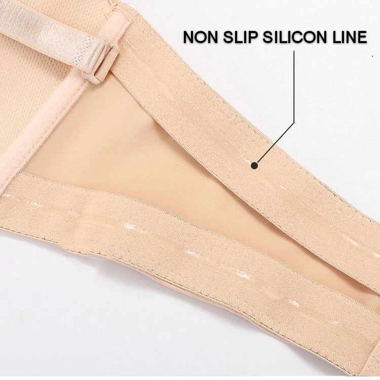 Seamless Strapless Push Up Front Buckle Lift Bra