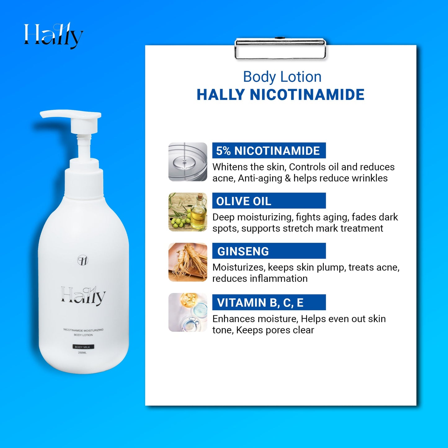 BUY 1 TAKE 1 | HALLY Nicotinamide Body Lotion 250ml