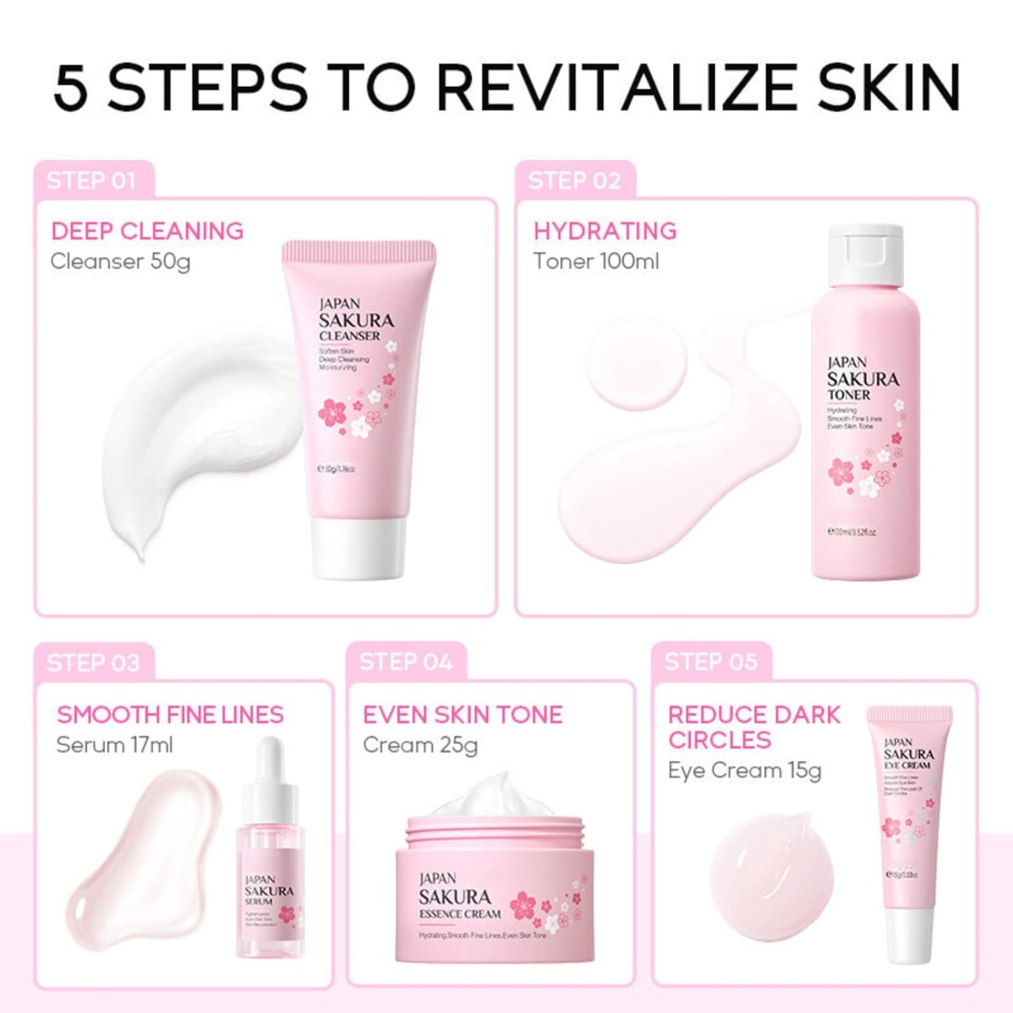JAPAN SAKURA 5 IN 1 SKIN CARE SET