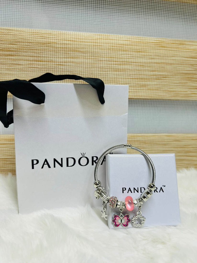 Pandora Inspired Silver & Gold Plated Charm Bracelet