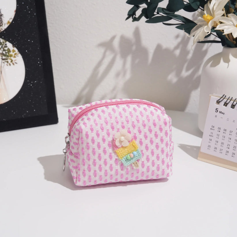 Mini Embroidered Waffle Pouch