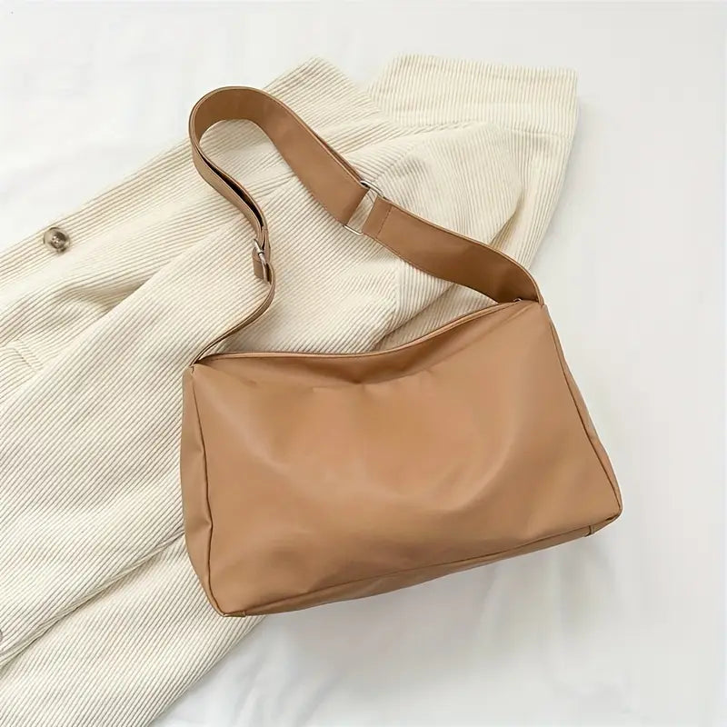 Minimalist Soft Leather Wide Strap Shoulder Bag