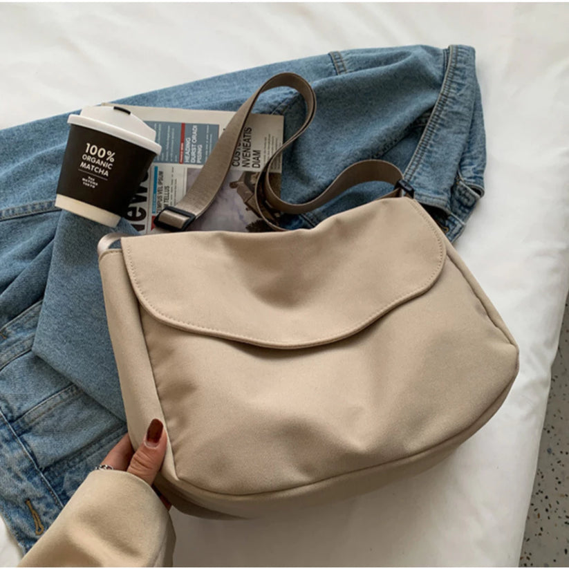 Unisex Japanese Style Minimalist Canvas Messenger Bag