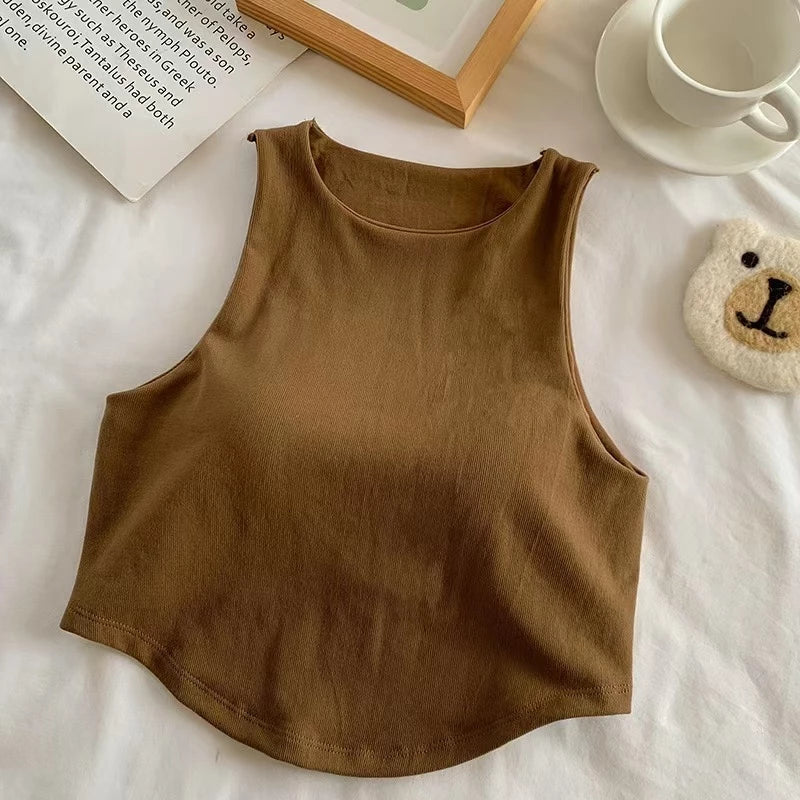 Seamless Padded Double Lining Crop Vest