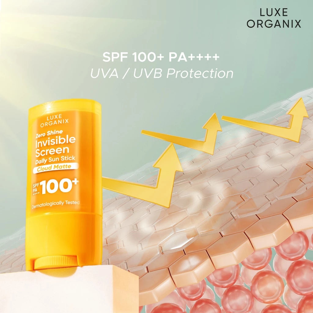 LUXE ORGANIX Zero Shine Invisible Screen Daily Sun Stick SPF 100 17g