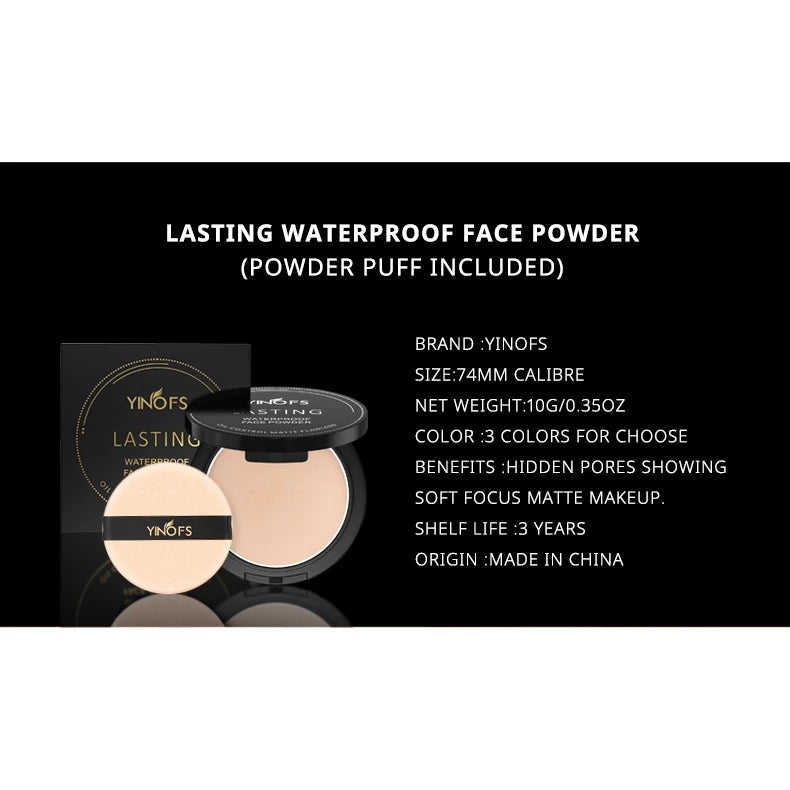 YINOFS Lasting Waterproof Oil Control Face Powder