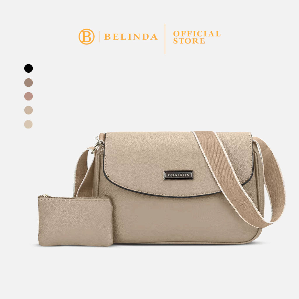 2-in-1 Wide Strap Leather Sling Bag with Wallet