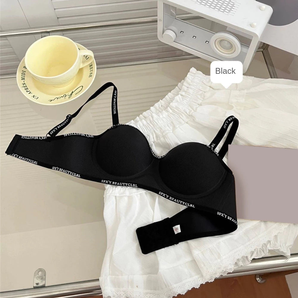 Non Wire Breathable Push Up Bra with Removable Strap