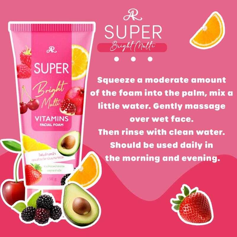 BUY 1 GET1! AR Super Bright Facial Foam – Multi-Vitamin Glow in Every Wash ✨ (Made in Thailand)