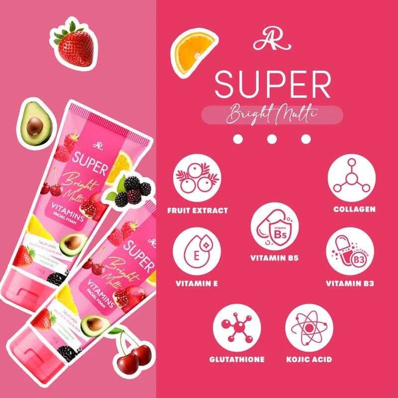 BUY 1 GET1! AR Super Bright Facial Foam – Multi-Vitamin Glow in Every Wash ✨ (Made in Thailand)