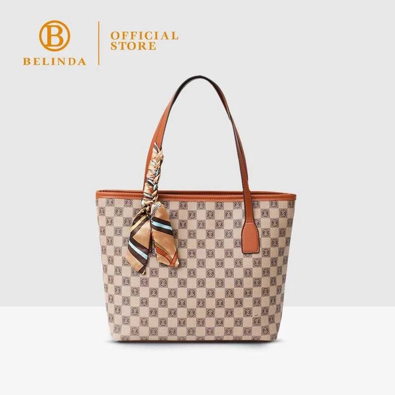 Premier High-End Leather Silk Scarf Tote Bag