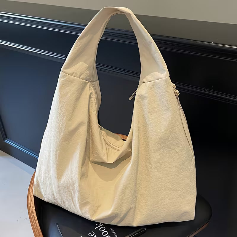 Women's Solid Color Textured Draped Tote Bag