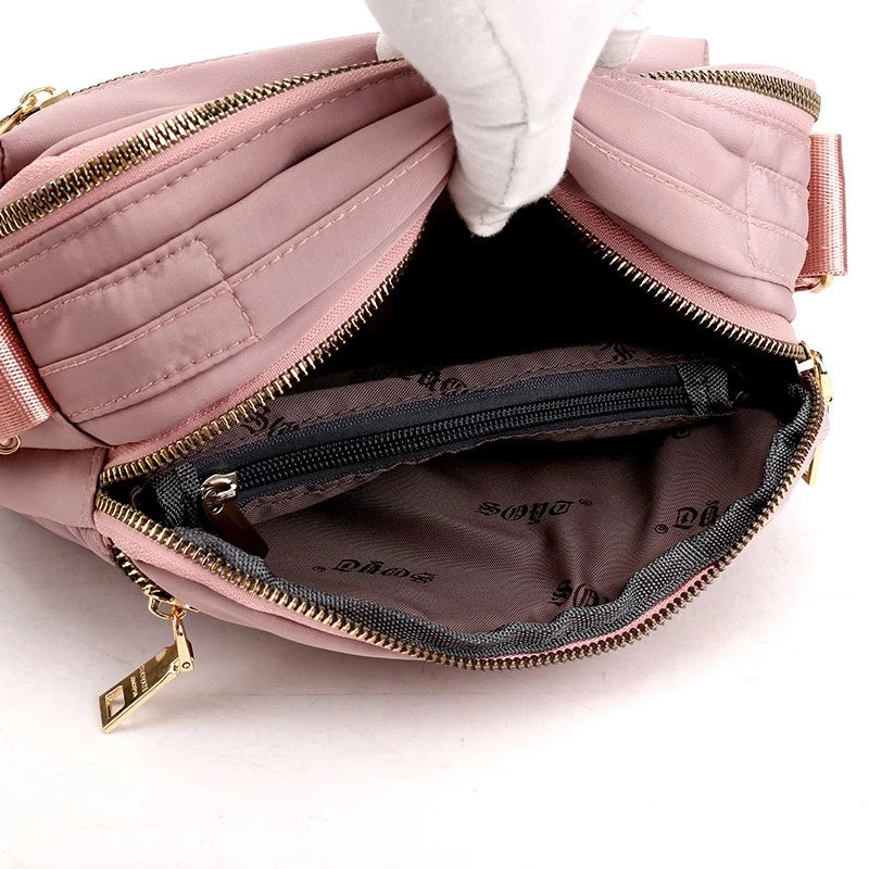 Multi Pocket Waterproof Nylon Messenger Crossbody Bag