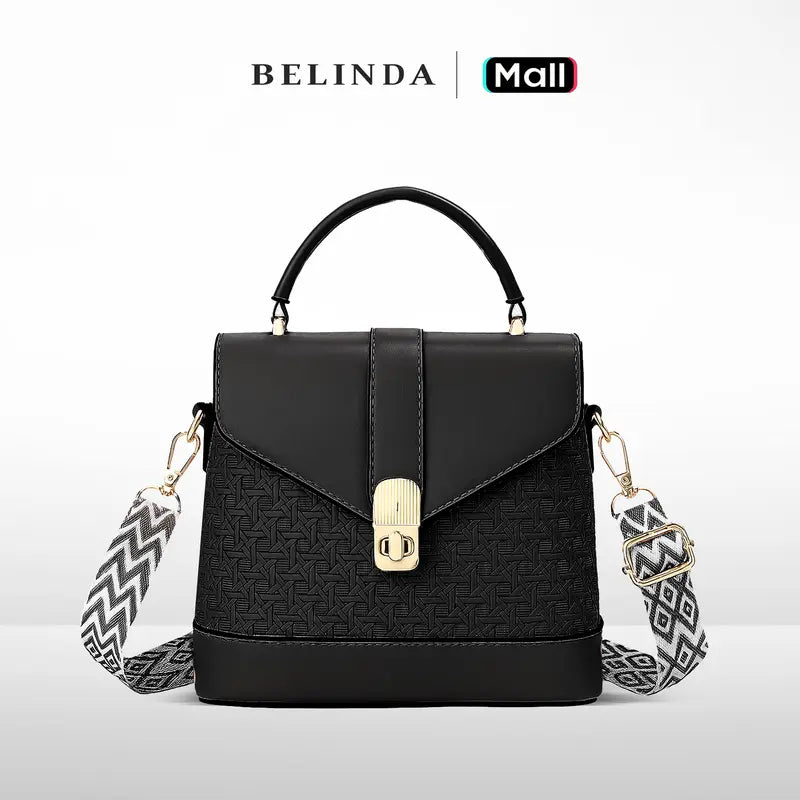 Stylish Embossed Handbag with Wide Strap