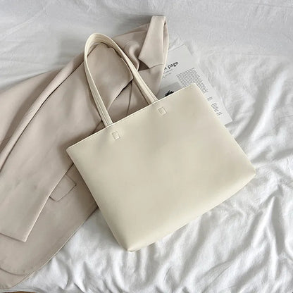 Large Plain Leather Tote Bag