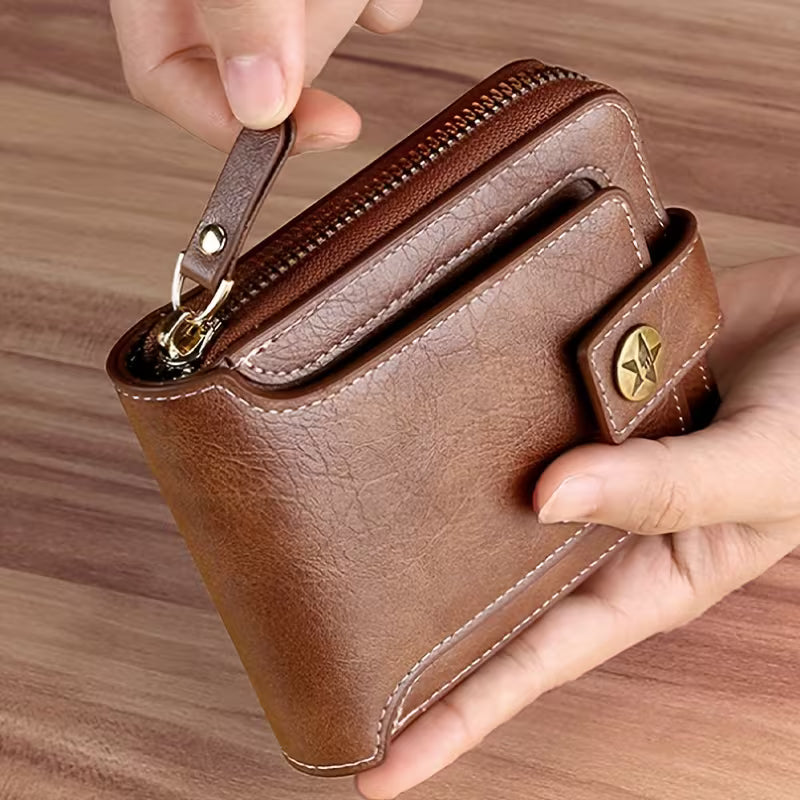 Men's Vintage Leather Bi-Fold Wallet