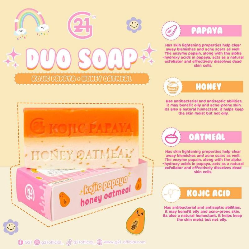 G21 Kojic Papaya and Honey Oatmeal Duo Soap