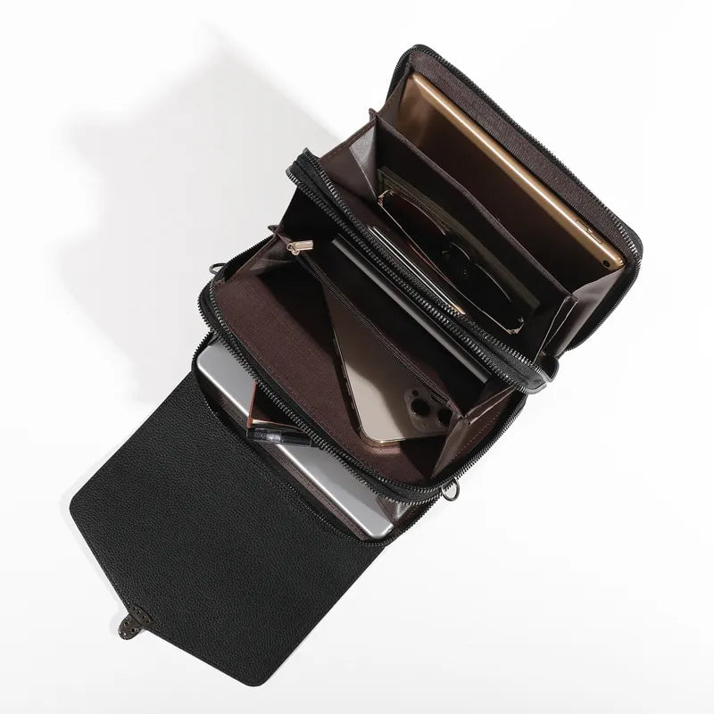 Men's Leather Multiple Compartments Sling Bag