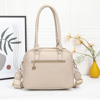 Multi-Pocket Leather Shoulder Bag