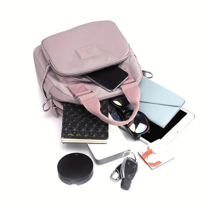 Multicompartment Nylon Crossbody Bag with Adjustable Strap