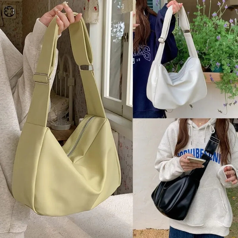 Minimalist Soft Leather Wide Strap Shoulder Bag