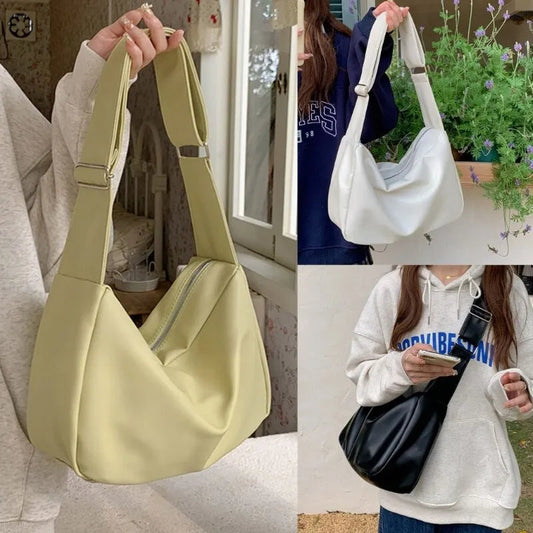 Minimalist Soft Leather Wide Strap Shoulder Bag