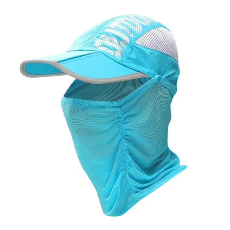 Unisex Sun Protection Cap with Face Mask Cover UPF 50+