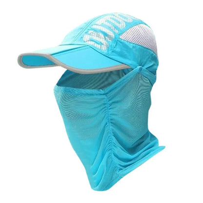 Unisex Sun Protection Cap with Face Mask Cover UPF 50+