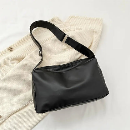 Minimalist Soft Leather Wide Strap Shoulder Bag