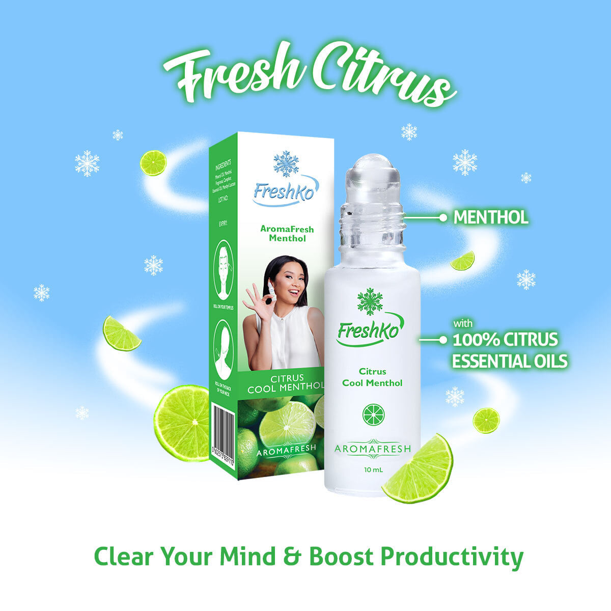 FreshKo Essential Oil Cool Menthol Roll-On 10ml