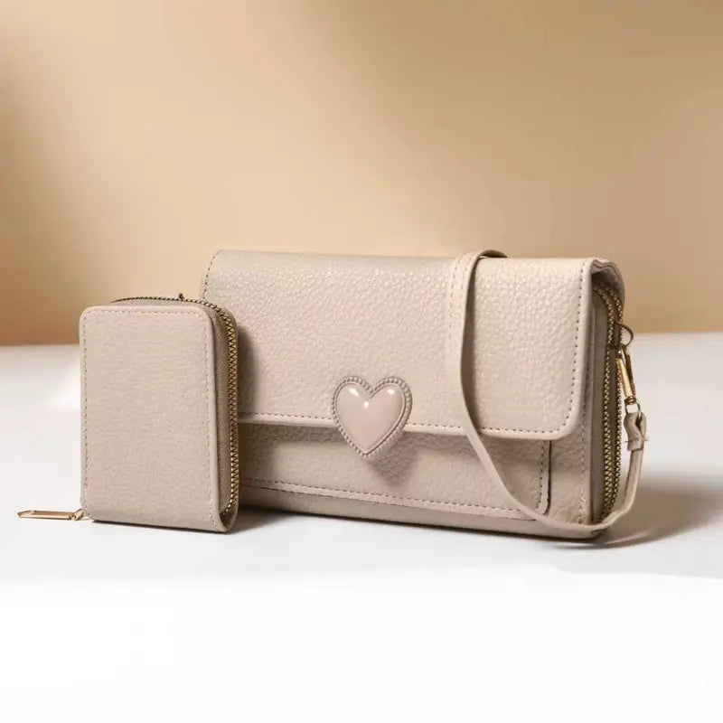 2-IN-1 Double Zipper Long Wallet Bag with Coin Purse