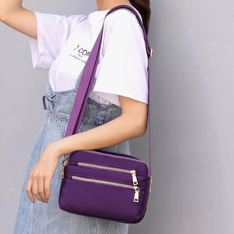 Multi Pocket Waterproof Nylon Messenger Crossbody Bag