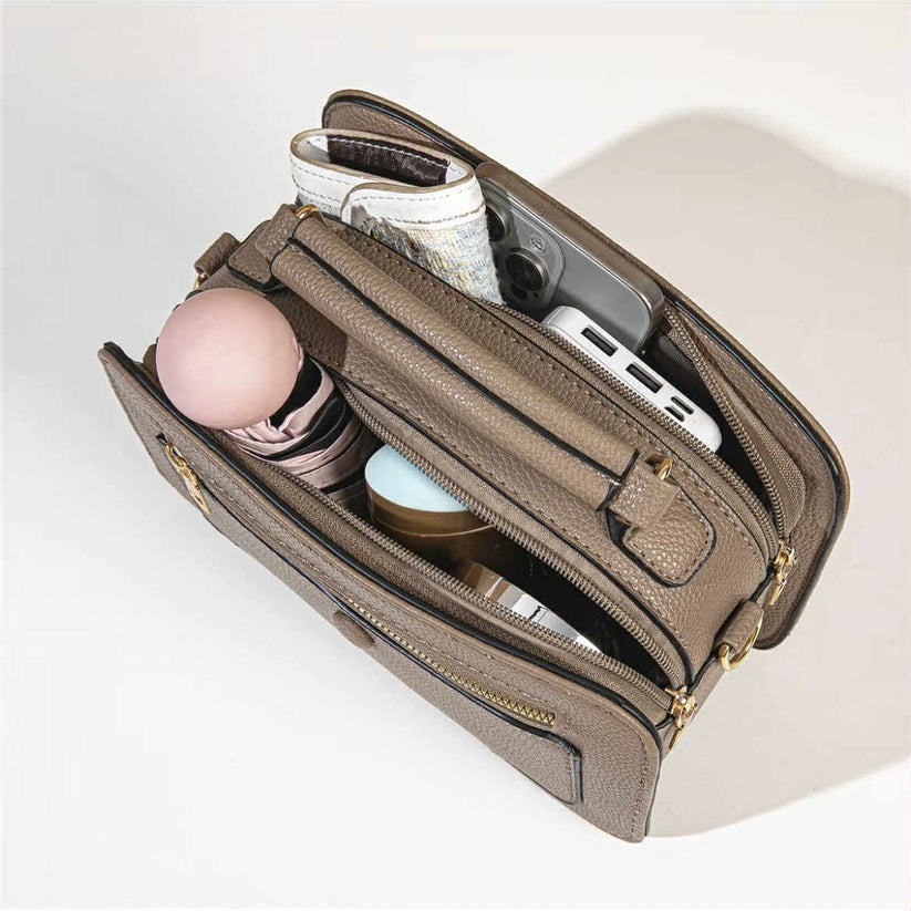 Vintage Feel Multi Compartment Crossbody Bag