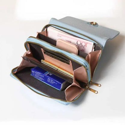 2-IN-1 Double Zipper Long Wallet Bag with Coin Purse