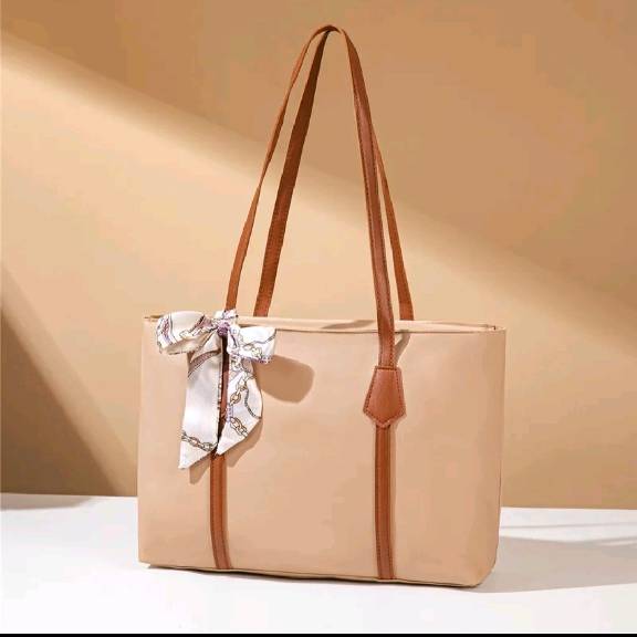 Large Capacity Tote Bag with Silk Ribbon
