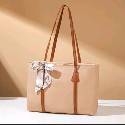 Large Capacity Tote Bag with Silk Ribbon