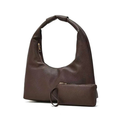 2-in-1 Soft Leather Hobo Bag with Matching Wristlet