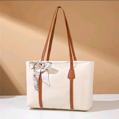 Large Capacity Tote Bag with Silk Ribbon