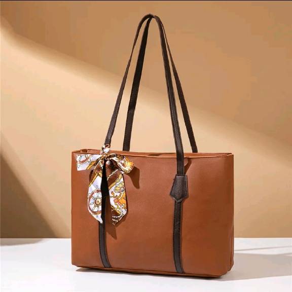 Large Capacity Tote Bag with Silk Ribbon