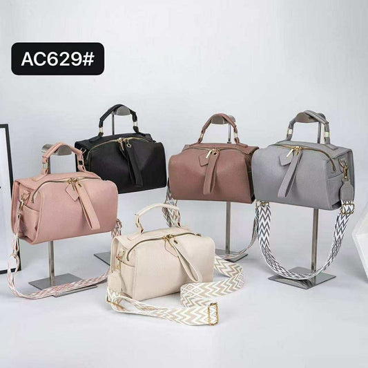 Everyday Soft Leather 2-Way Crossbody Bag with Pattern Strap
