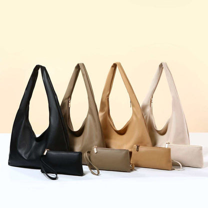 2-in-1 Soft Leather Hobo Bag with Matching Wristlet