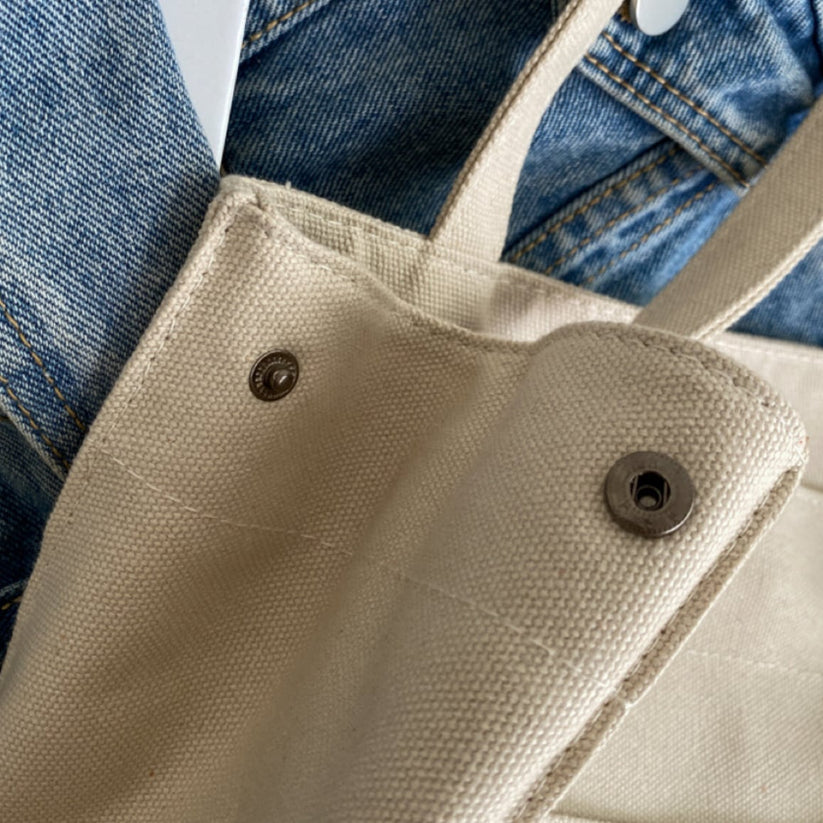 Letter Print Canvas Tote Bag