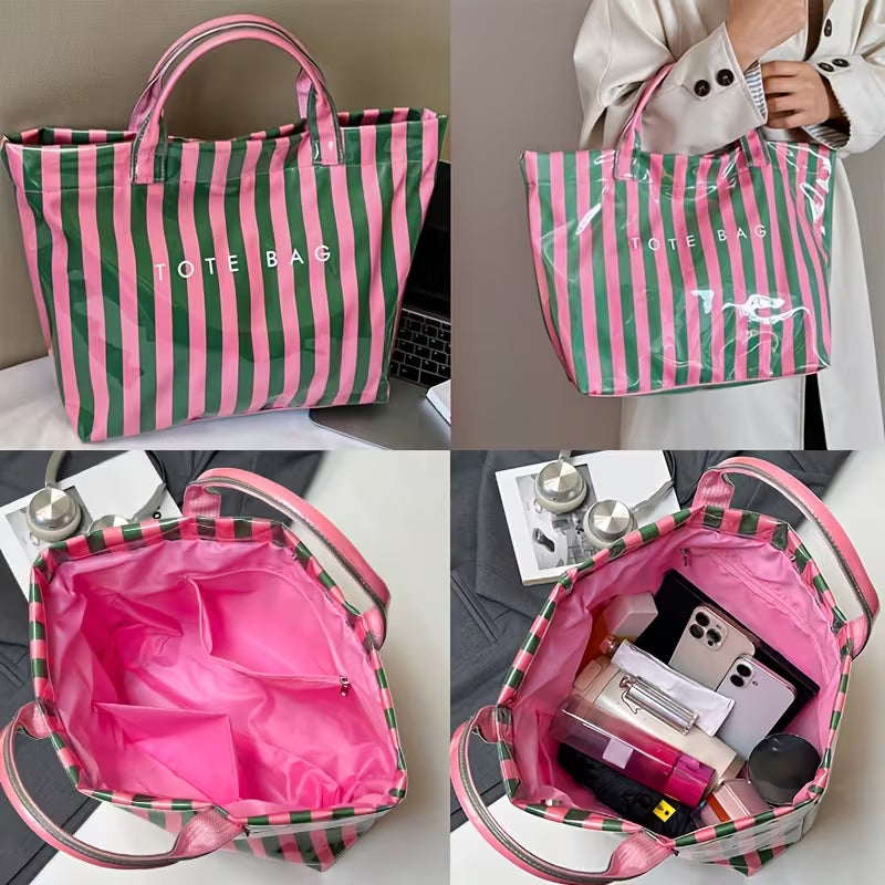 PVC Striped Tote Bag