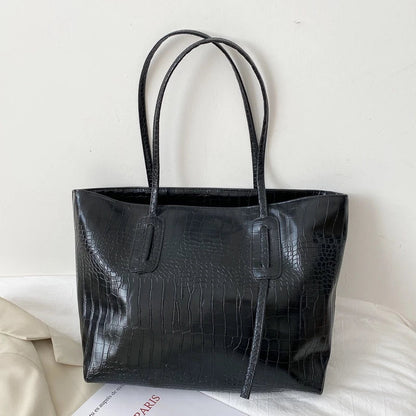 Crocodile Pattern Leather Tote Bag