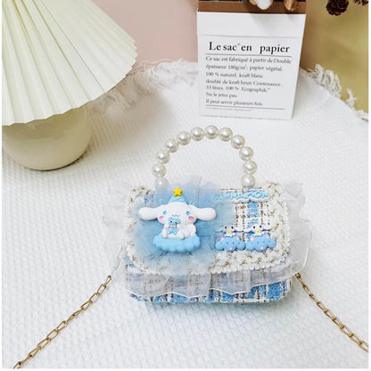 Girl's Pearl Handle Tweed Mini Bag