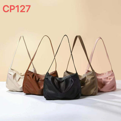 Japanese Soft Leather Pleated Shoulder Bag