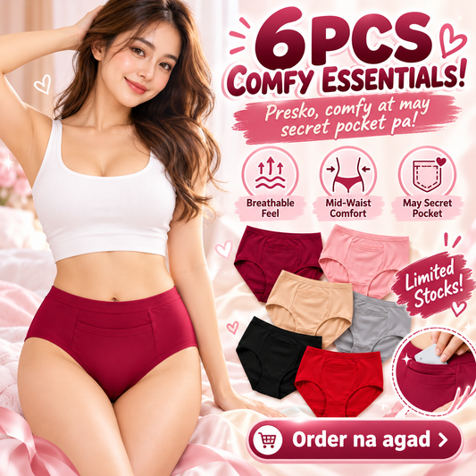 6pcs Set Mid-Waist Breathable Women's Underwear with Secret Pocket
