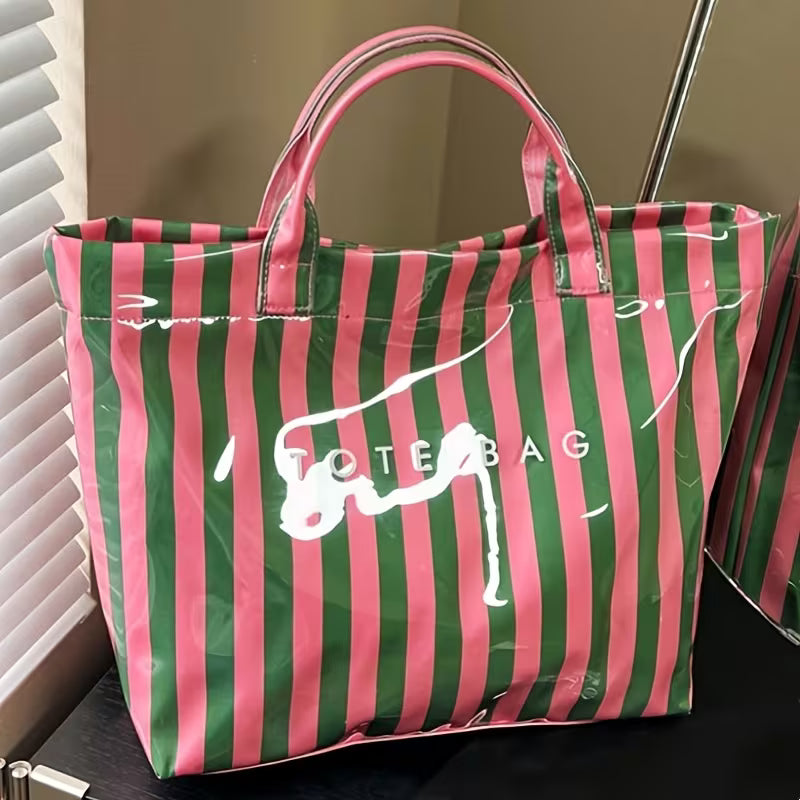 PVC Striped Tote Bag