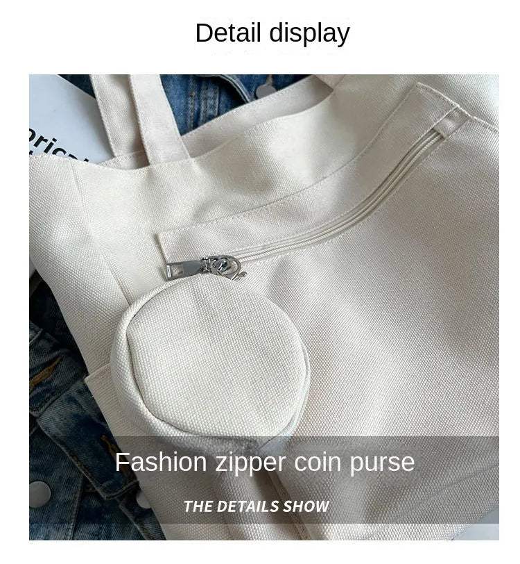2-in-1 Canvas Tote Bag with Coin Purse