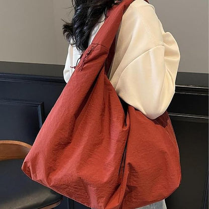 Women's Solid Color Textured Draped Tote Bag